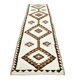 3x12 Geometric Beige & Brown Kilim Runner Rug, 102x357Cm