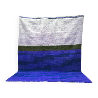Tapis bleu marocain en laine 150cmx250cm
