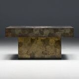 Table basse brutaliste en acier, France, années 1970