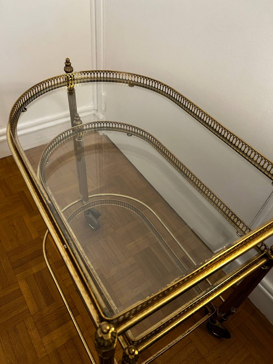 Brass and glass nesting table