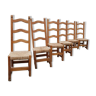 Series of 6 straw chairs 1970