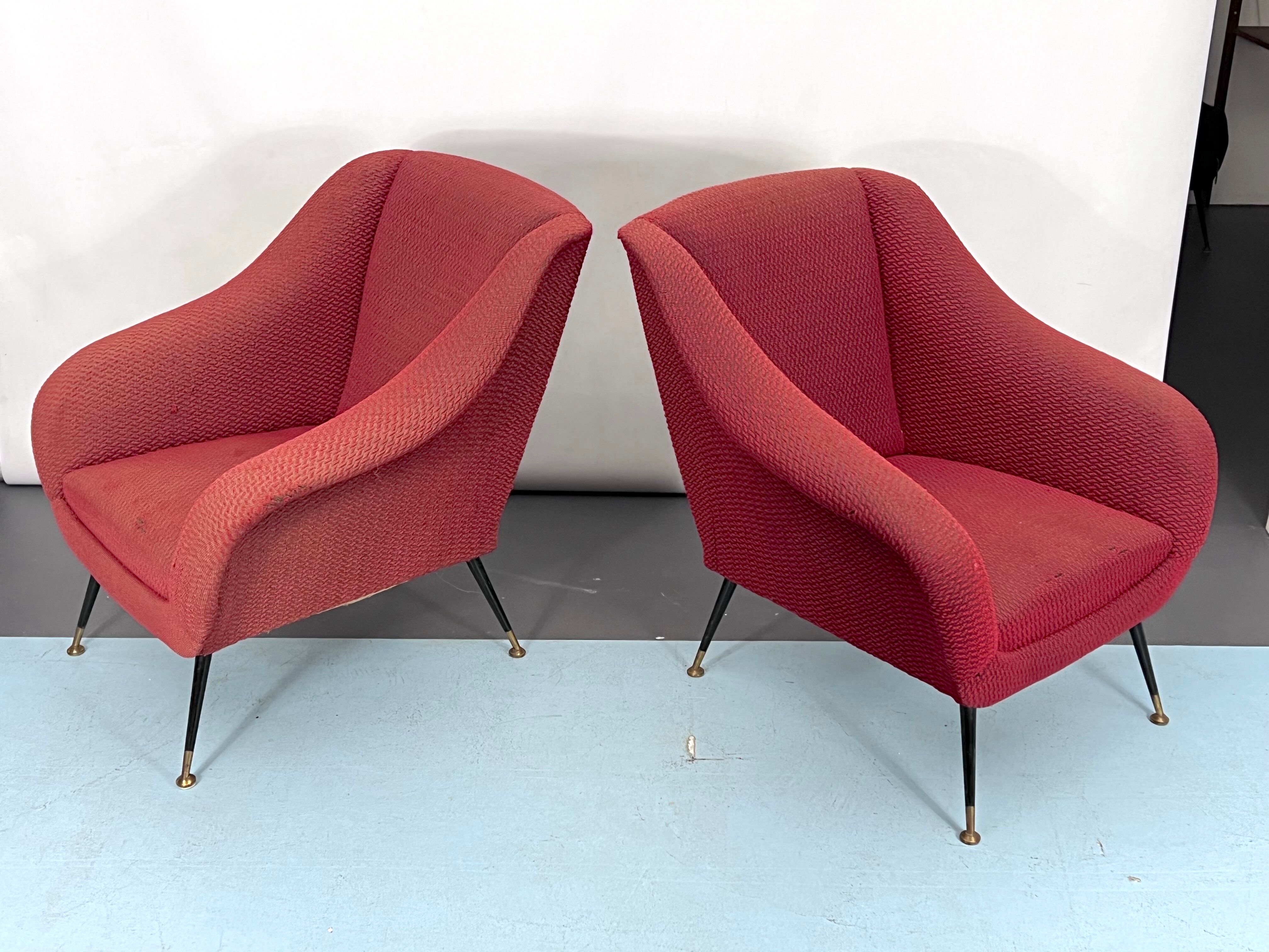Mid-century pair of lounge chairs by Gigi Radice for Minotti, Italy 1950s