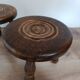 low tripod stool wood, bobbin leg, vintage