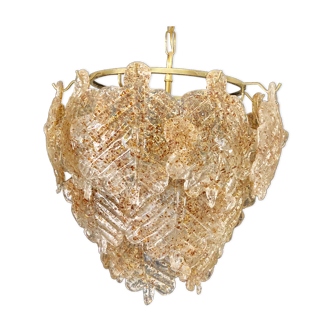 Golden Mazzega amber ice frost candlestick