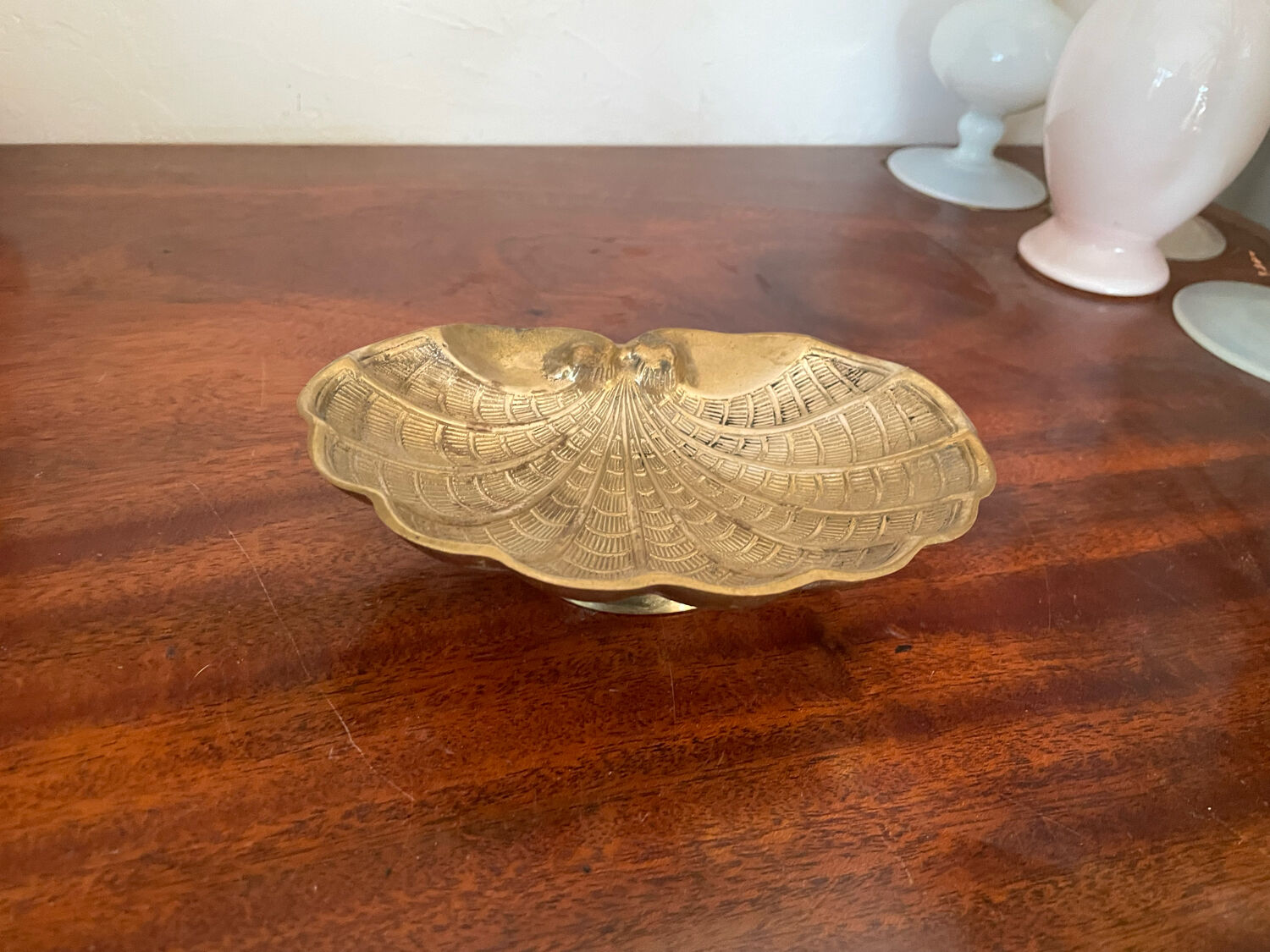 Old brass font pocket tray