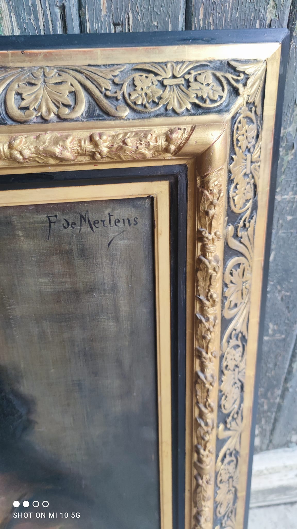 Oil painting on canvas with its beautiful original frame by Fernande Hortense Cécile de Mertens