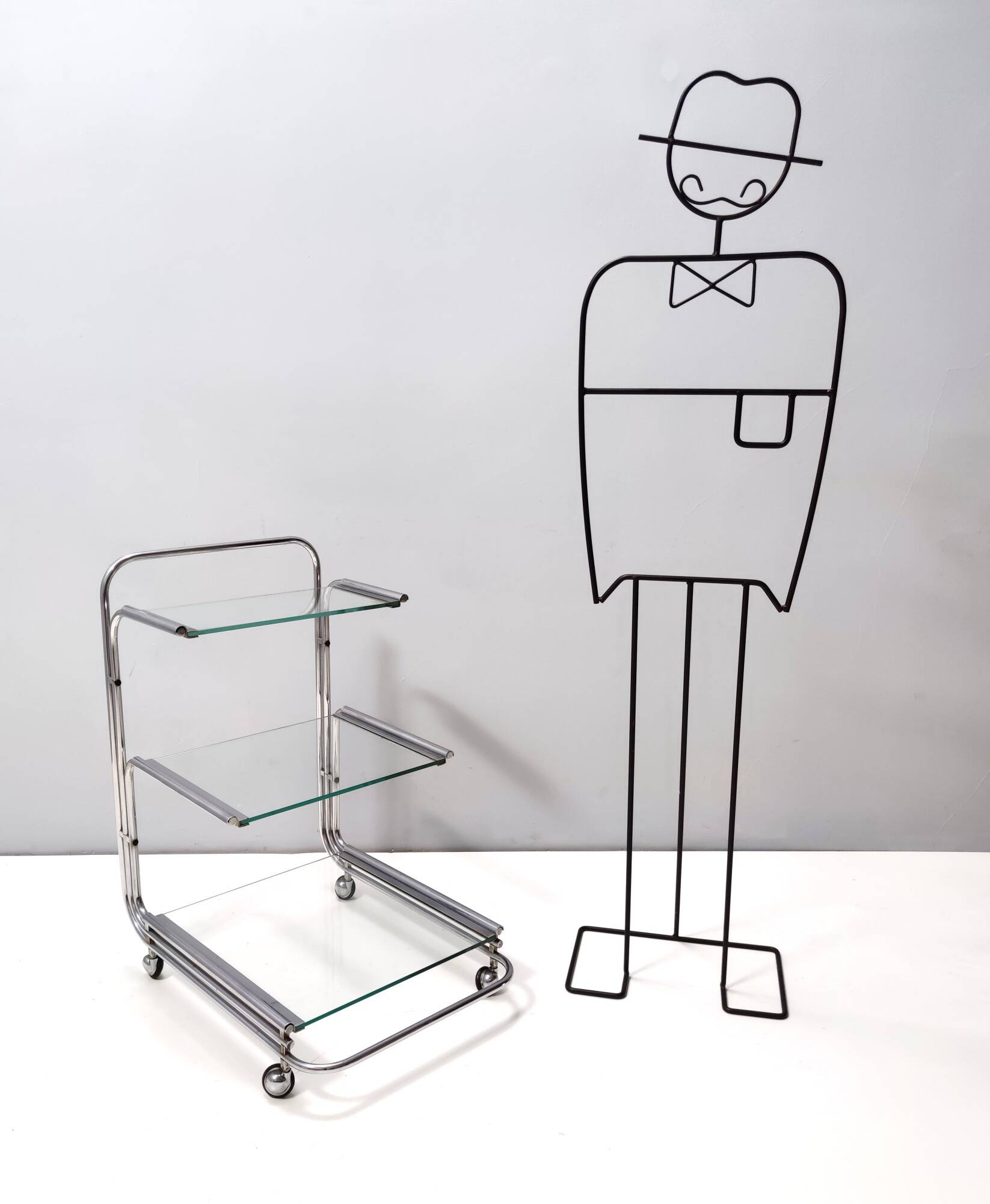 Serving Cart with Three Glass Shelves, Italy