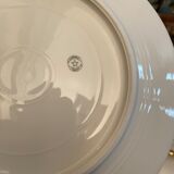 Limoges porcelain table service with blue band on white and gold background