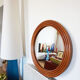 Round mirror in vintage rattan bamboo