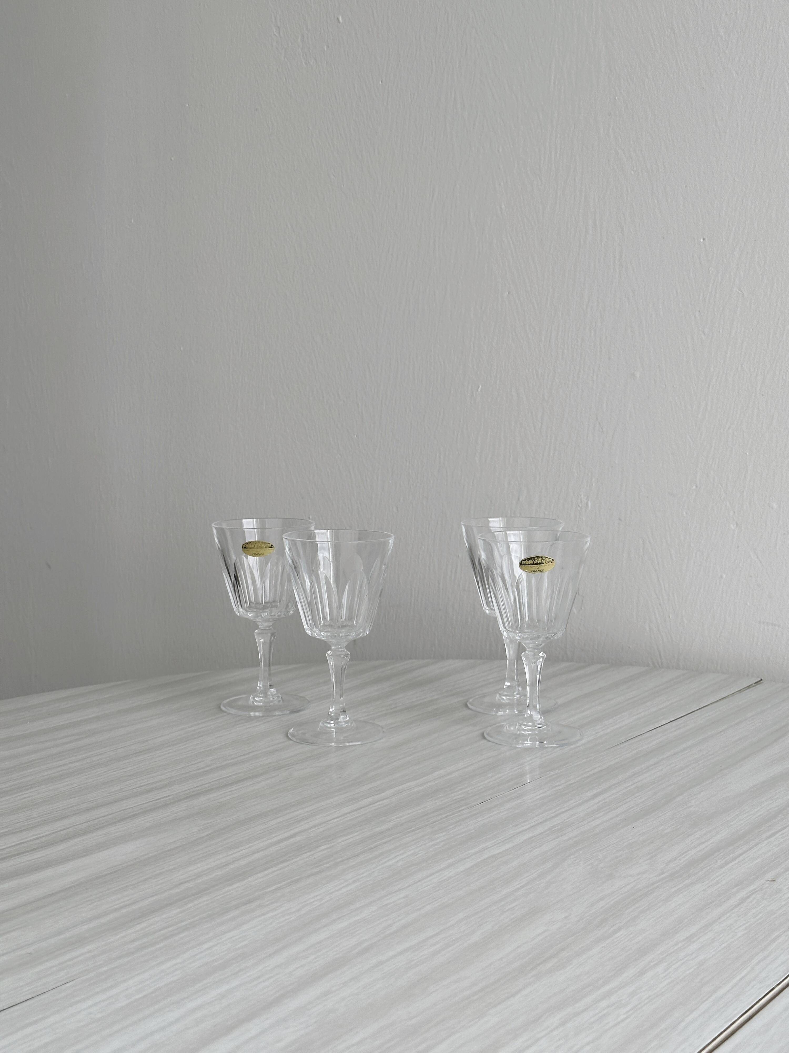 4 vintage crystal liqueur glasses