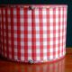 Red gingham and liberty cylindrical lampshade
