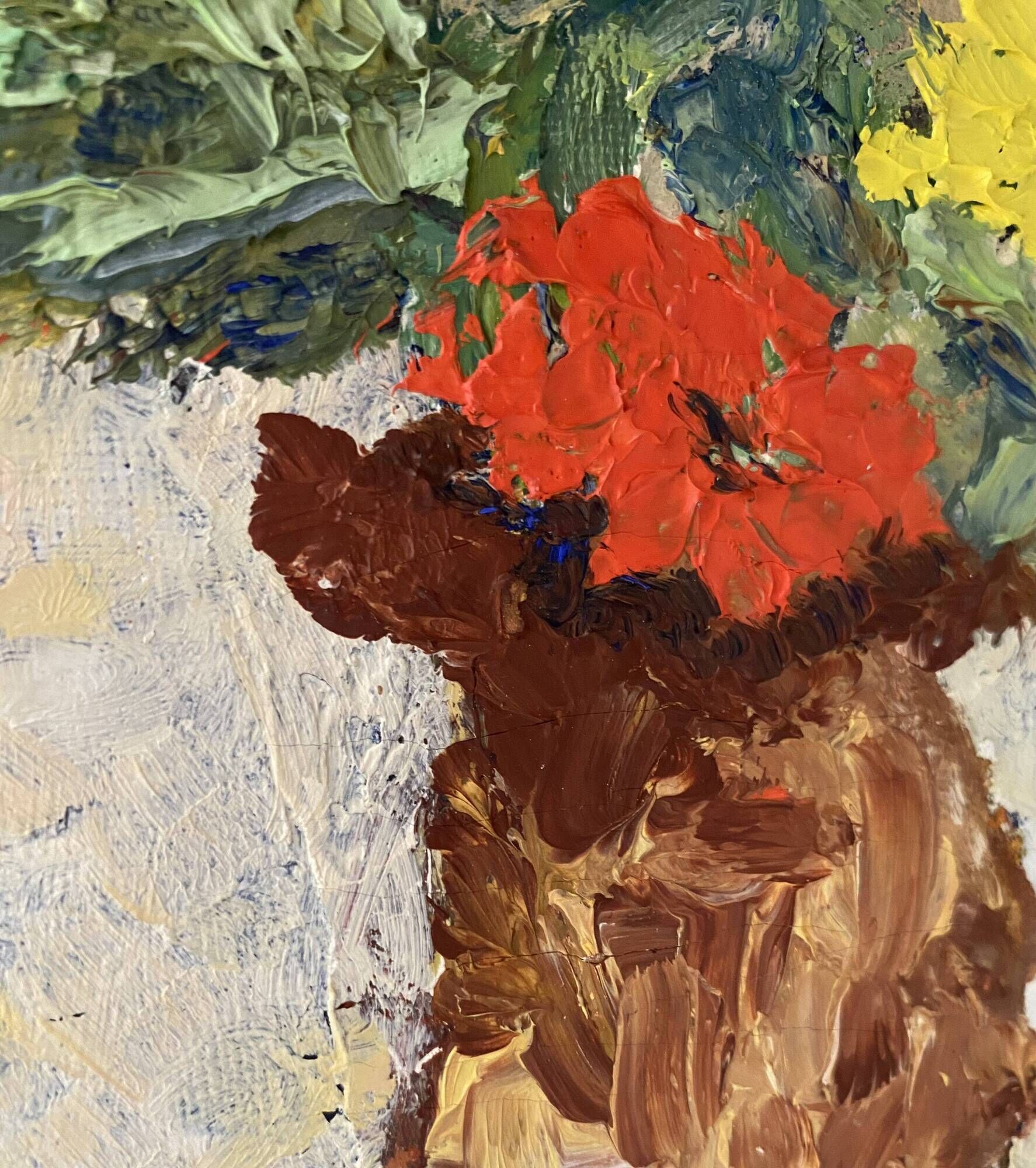 Oil on canvas from the 70s framed under glass.