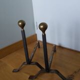 Chenets de cheminée tête laiton ou bronze