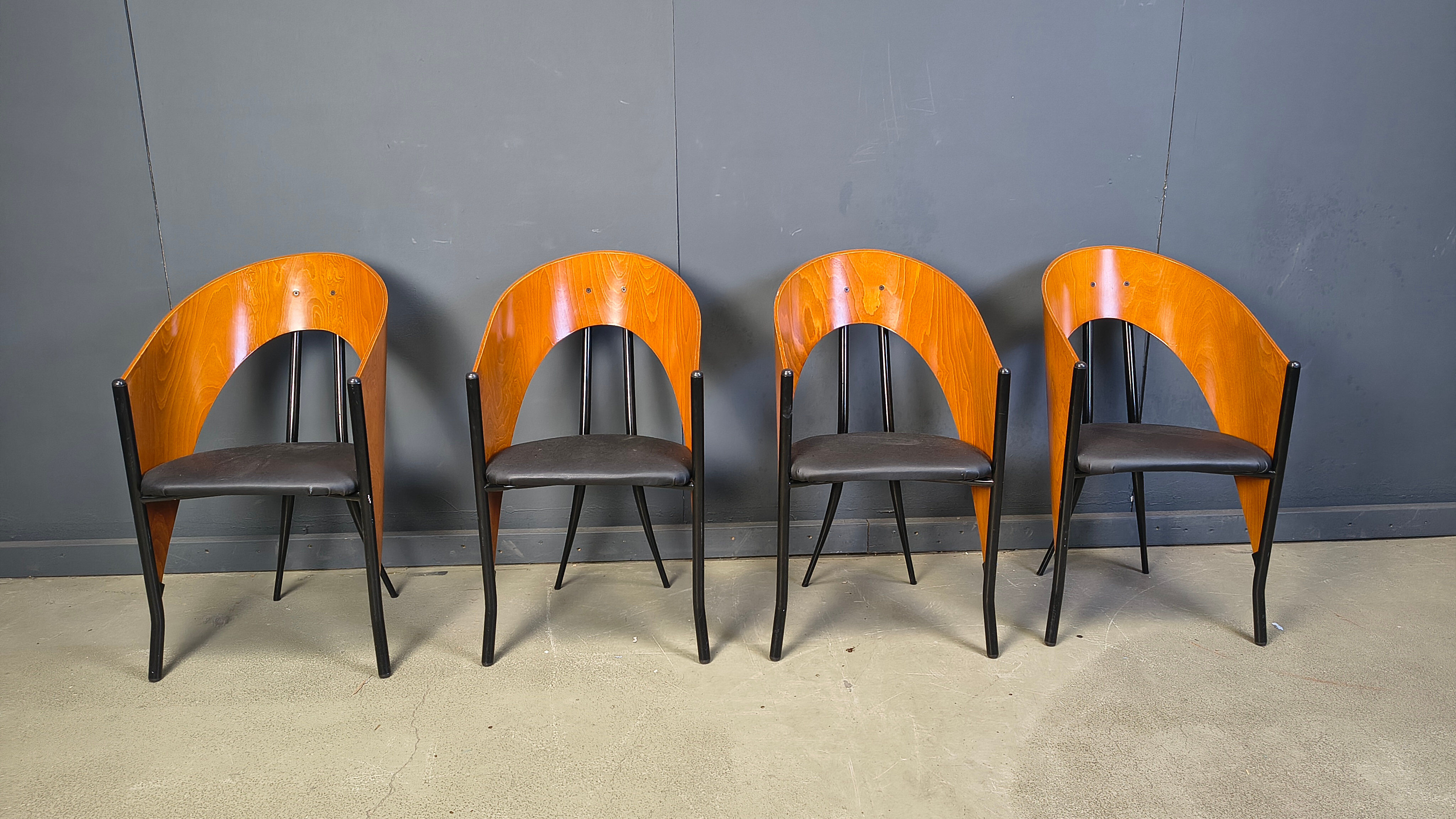 Postmodern Spanish dining chairs, 1980s - set of 4