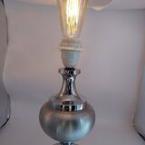 Lamp base in brushed and chromed aluminum
