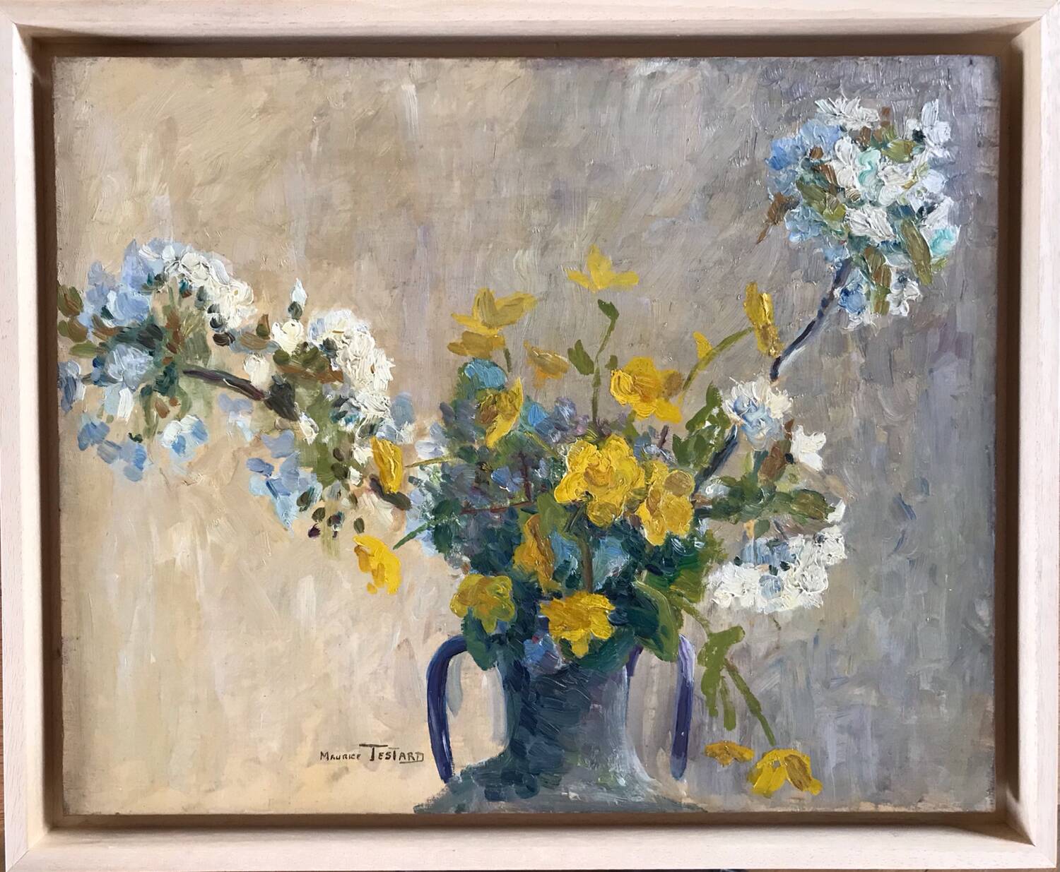 Oil on panel by maurice testard, 1880-1969. bouquet