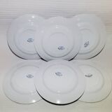 Set of 6 flat plates from the Gien earthenware factory, Fleurette model, iron earth