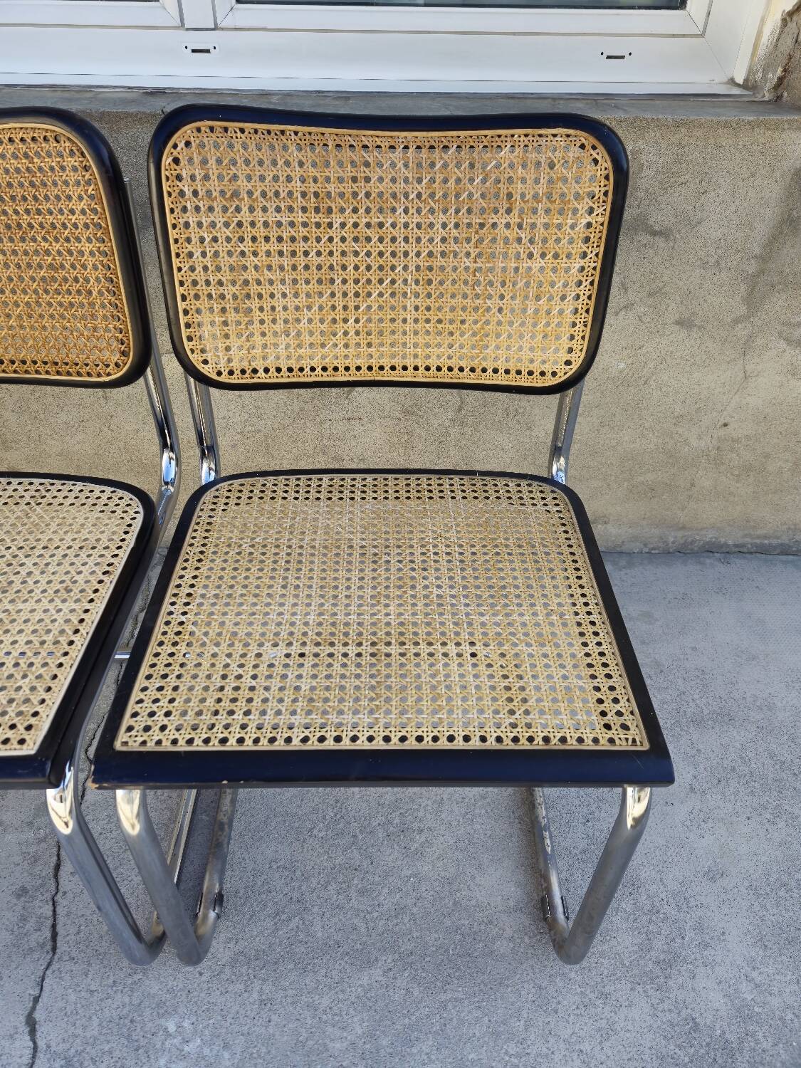 Set of 4 Marcel Breuer chairs model B32 in cane