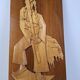 Mid-century Czech hand-carved wooden shepherd wall relief, 1960.