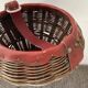 Vintage rattan basket on tripod foot 60s