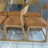 Suite of 6 Baumann Chairs model 1970 Sleigh
