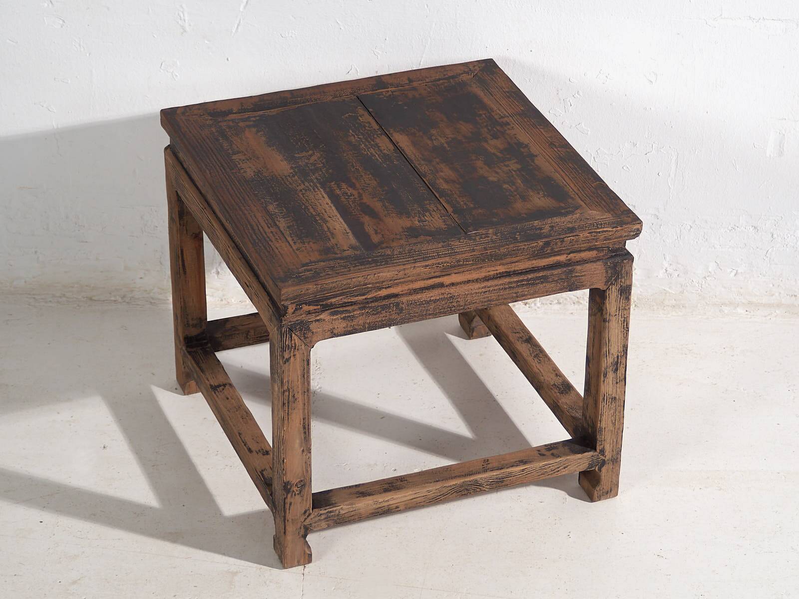 Square side table in old solid wood