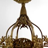 Gilded bronze and blown glass paste chandelier, Muller Frères, Art Deco