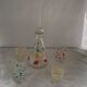 Carafe and 4 glasses with design and vintage patterns 1950/60