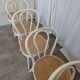Set of 6 Vintage Thonet Style Dining Chairs: White Wood & Cane Seat