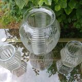 Set of three vases in molded glass old years 50/60 made in france