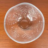 Large vintage Swedish glass bowl with floral decoration by Ann Wärff for Kosta Boda, 1970s.