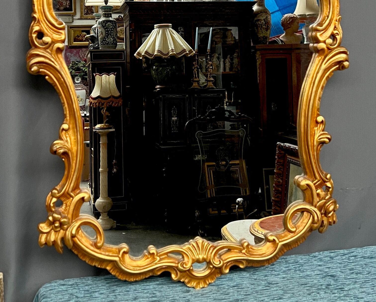 Golden mirror. Wood.