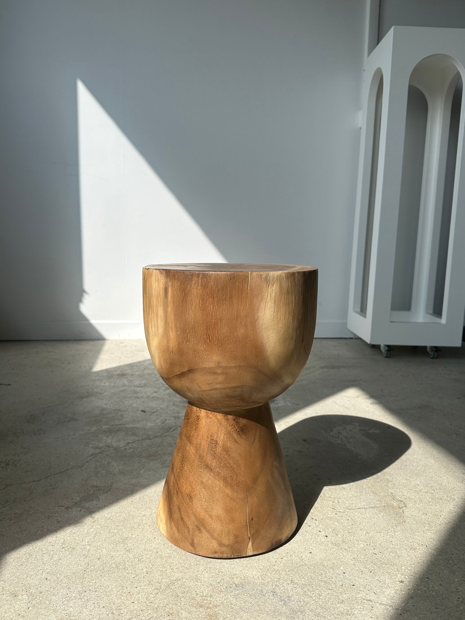End of sofa, stool, modular furniture in monoxyl suar
