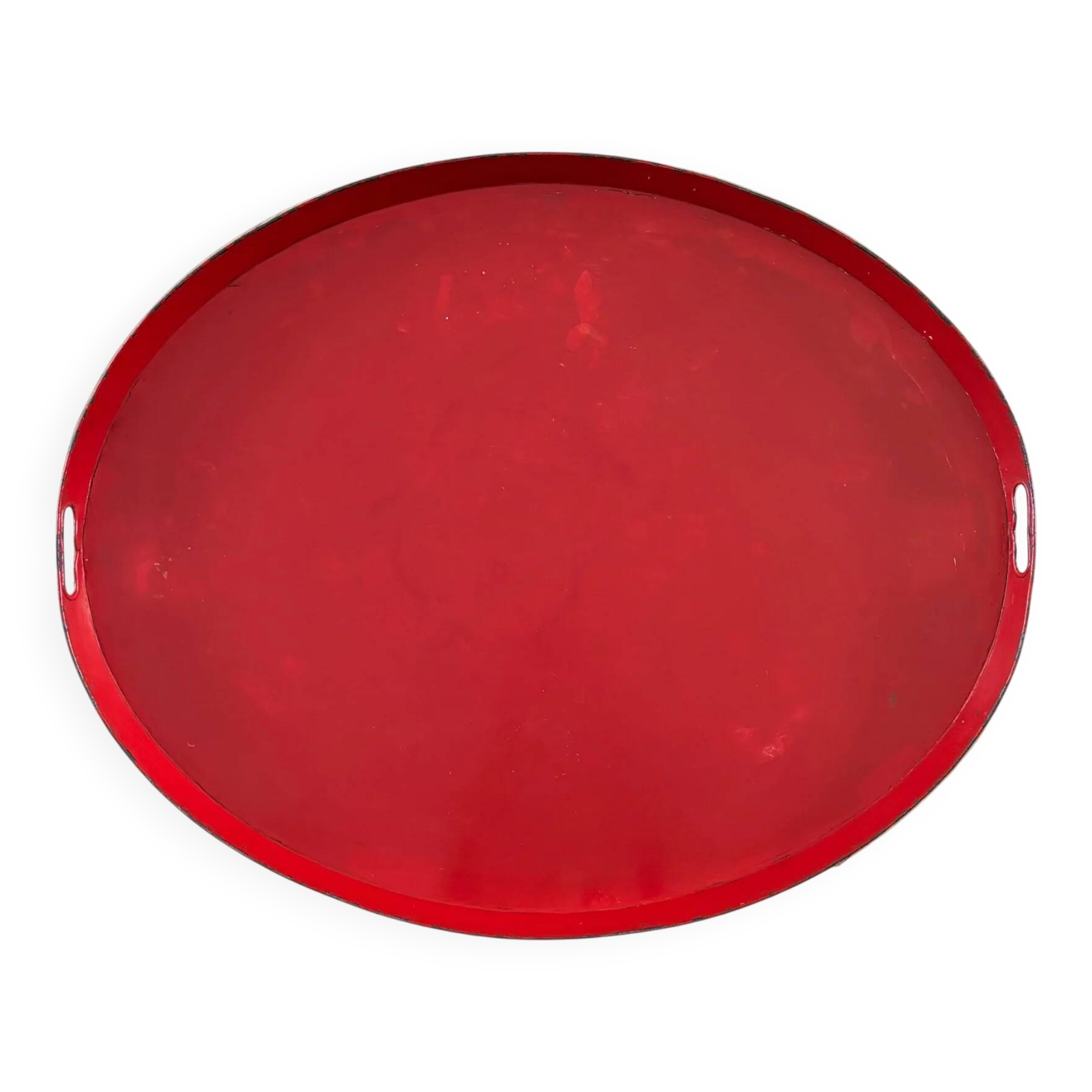Large antique lacquered metal tray