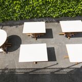 Rare set of 6 Baumann tables 1990, 80x120 and half moon 120cm