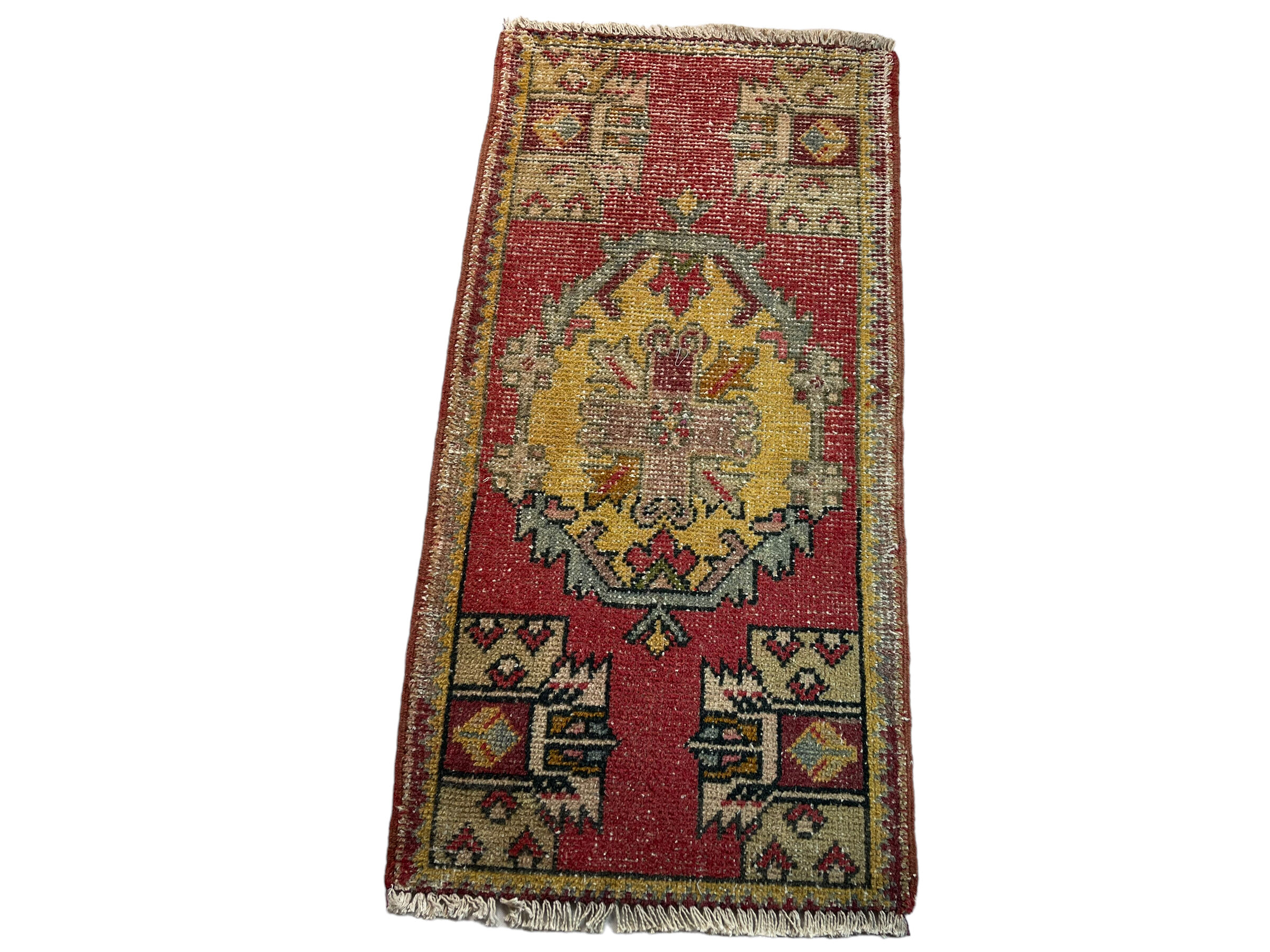 VINTAGE TURKISH PASTEL MINI RUG , 102 x 53 CM