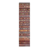 1970s Vintage Turkish Handmade Wool Cotton Colorful Kilim Rug 98x405