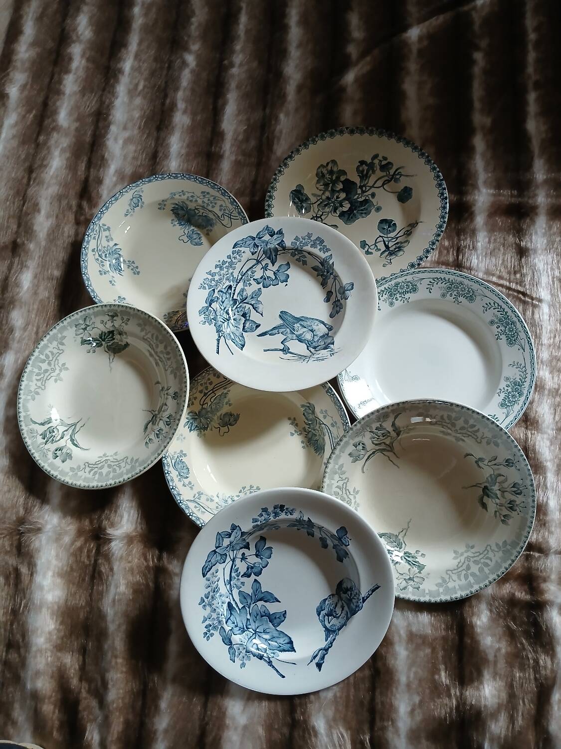 10 antique deep plates in ironstone