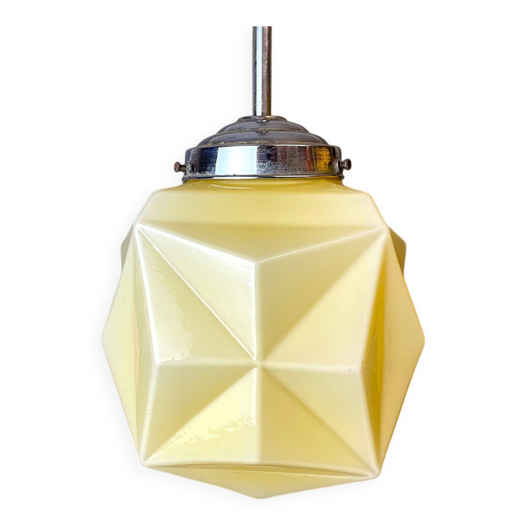Art Deco  cream opaline glass pendant lamp