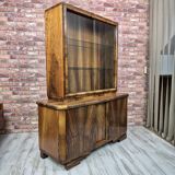 Streamlined Art Deco Walnut Display Cabinet / Sideboard – 1930s / 1940s