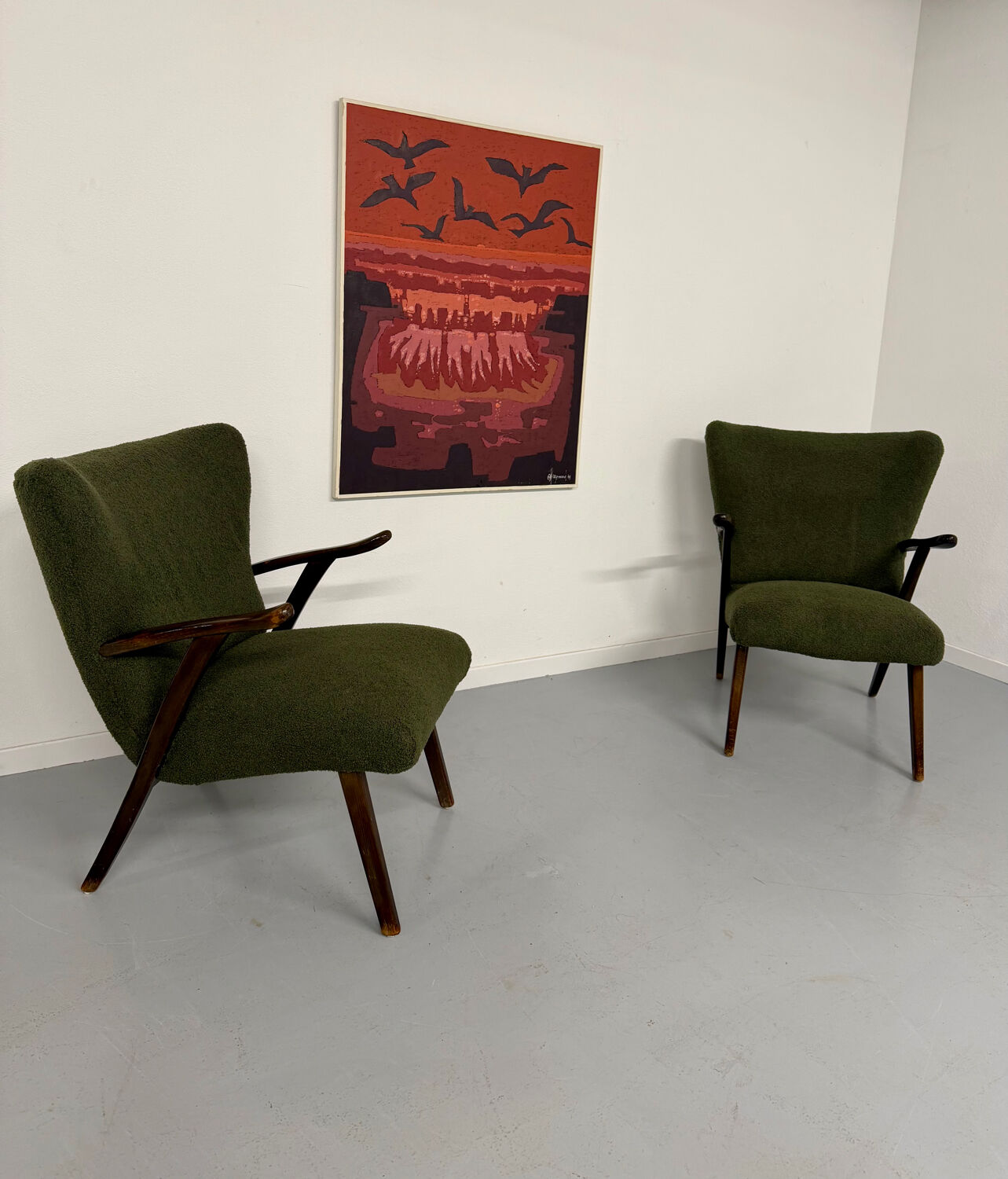 Set of 2 wing chairs in Scandinavian design from the 1960s.
