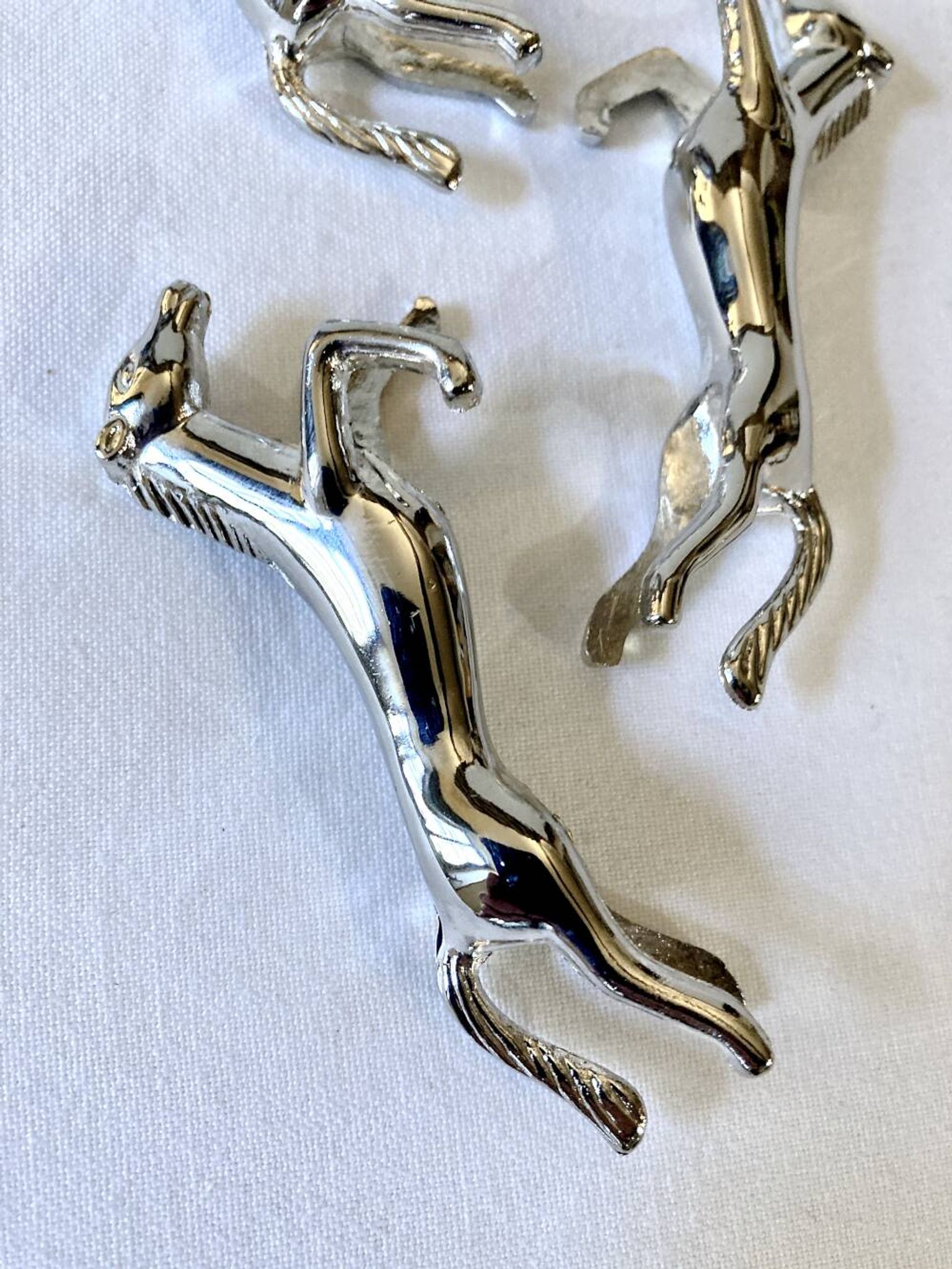 5 silver-plated knife rests in the shape of a horse. 1960s