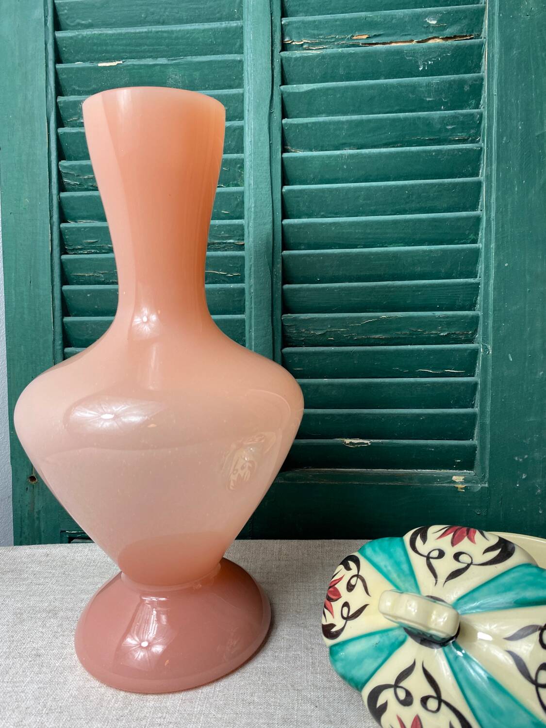 Large pink opaline vase