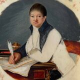 Early 19th century miniature representing a man writing