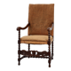 18th-Century Belgian Baroque Armchair in Wood and Leather, Louis XIV Period