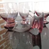 4 Art Deco red wine glasses in purple glass from the 70s