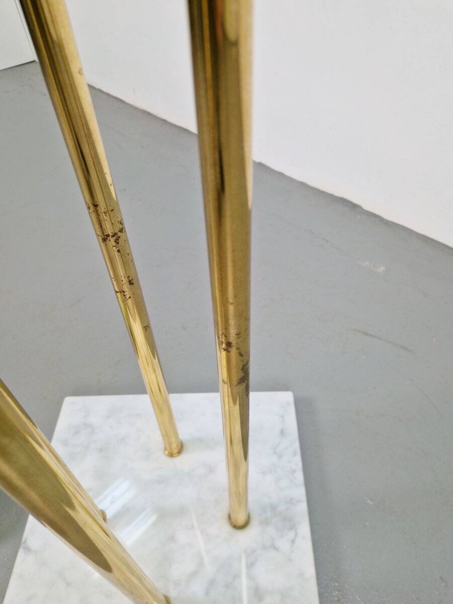 Italian Carrara Marble and Brass Freestanding Coat Rack, 1960s