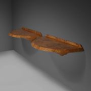 Elegant pair of Art Deco consoles in burl wood