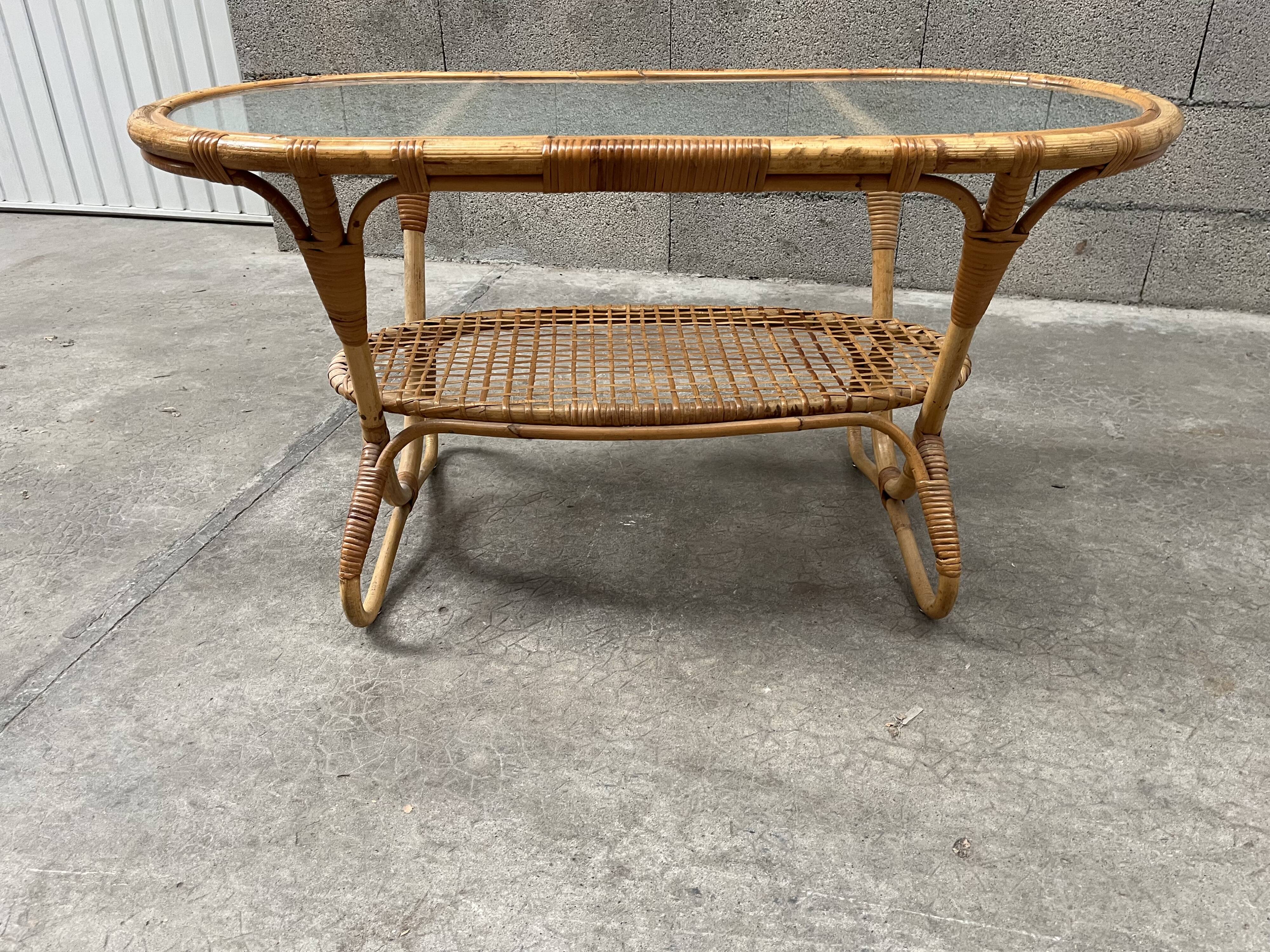 vintage coffee table from the 60s rattan