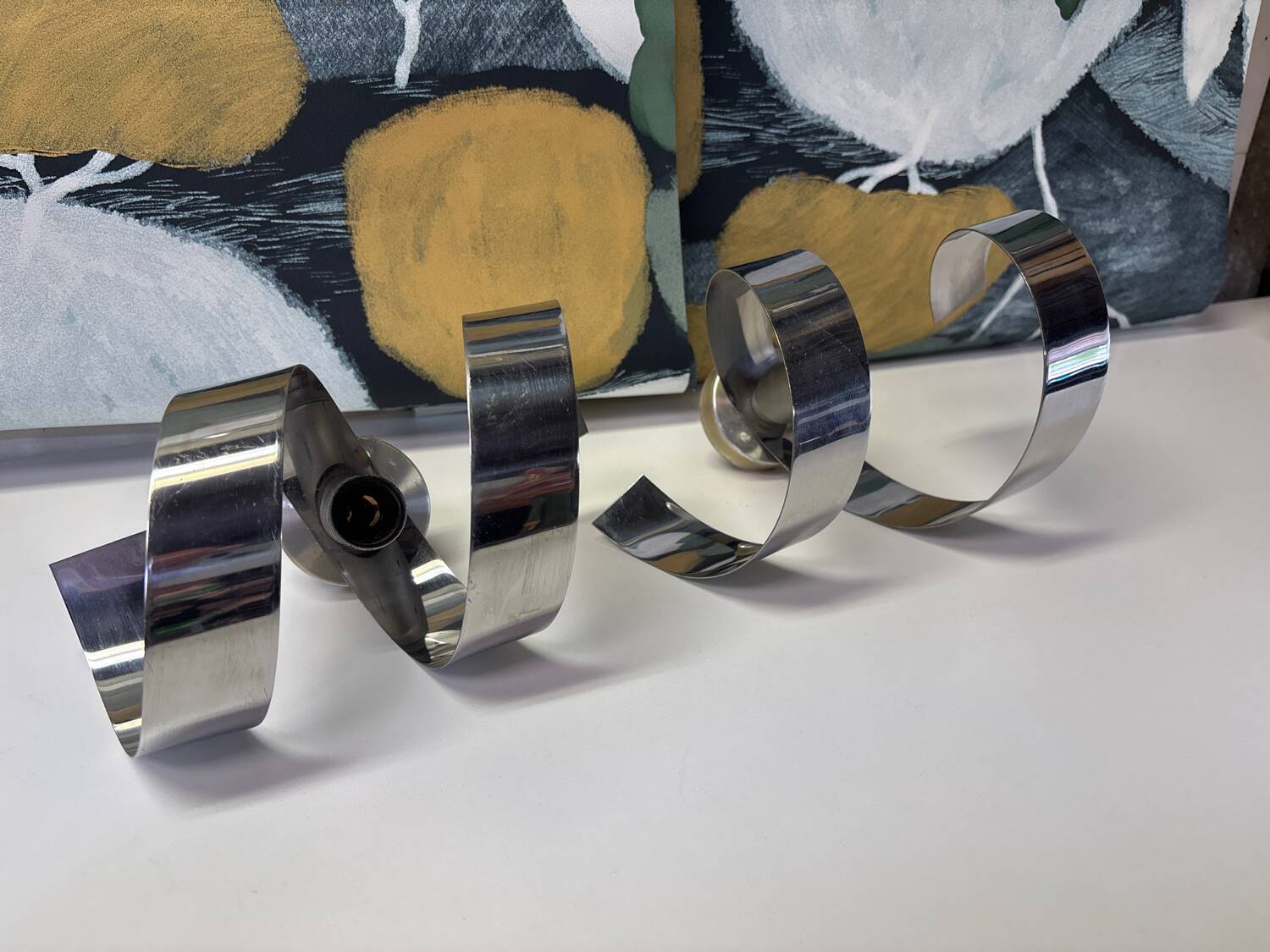 Pair of vintage 70s chrome wall lights